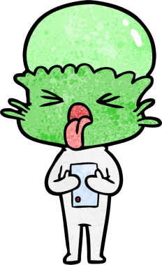 Bir insan tarafından çizilmiş iğrenç bir çizgi film uzaylısı.