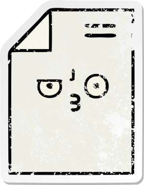 Bir insan tarafından çizilmiş sevimli bir karikatür kağıdının sıkıntılı çıkartması.