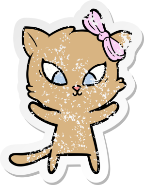 Bir insan tarafından çizilmiş karikatür bir kedinin sıkıntılı çıkartması.