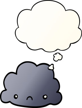 Düşünce baloncuğu olan karikatür bulutu bir insan tarafından çizilmiş.