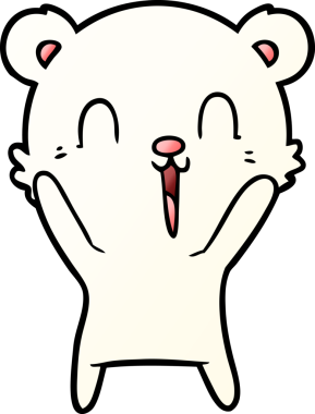 Bir insan tarafından çizilmiş mutlu kutup ayısı çizgi filmi.