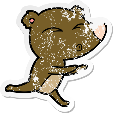 Bir insan tarafından çizilmiş çizgi film koşu ayısının sıkıntılı çıkartması.