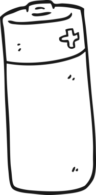 Bir insan tarafından çizilmiş siyah beyaz bir batarya.