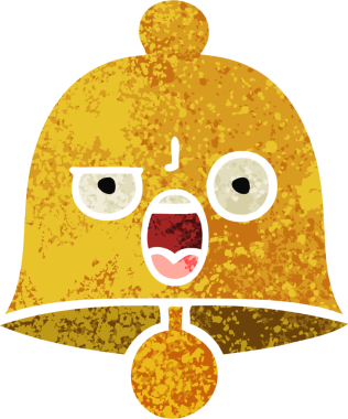 Bir insan tarafından çizilmiş bir çanın retro çizim tarzı karikatürü