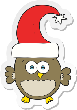 Bir insan tarafından çizilmiş küçük bir noel baykuşunun çıkartması.