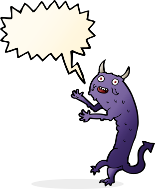 Bir insan tarafından çizilmiş konuşma balonlu bir şeytan.