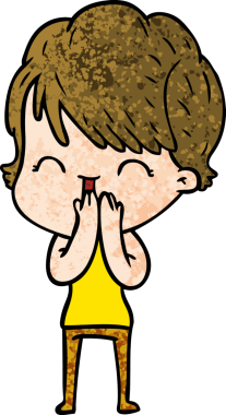 Bir insan tarafından çizilmiş gülen kadın çizgi filmi.