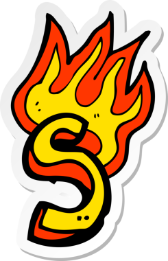 Bir insan tarafından çizilmiş yanan bir karikatür çıkartması.