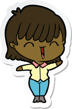 Bir insan tarafından çizilmiş bir karikatür kadının çıkartması.