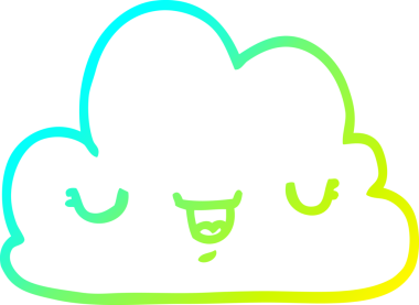 Bir insan tarafından çizilmiş soğuk bir çizgi film bulutunun çizimi.