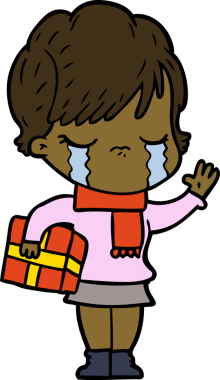 Bir insan tarafından çizilmiş ağlayan çizgi film kadını.