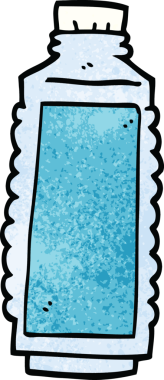 Bir insan tarafından çizilmiş karikatür su şişesi.