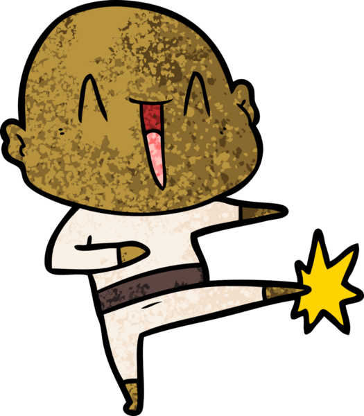 Bir insan tarafından çizilmiş mutlu, kel adam.