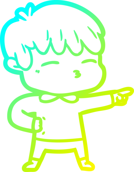 Bir çizgi film karakteri çizen soğuk gradyan bir insan tarafından çizilmiş meraklı çocuk.