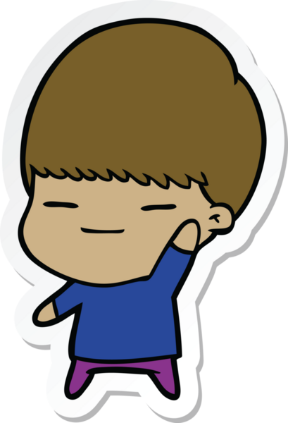 Bir insan tarafından çizilmiş kendini beğenmiş bir çocuğun çıkartması.