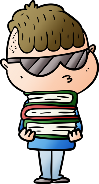 Bir insan tarafından çizilmiş güneş gözlüğü takan çizgi filmci çocuk.