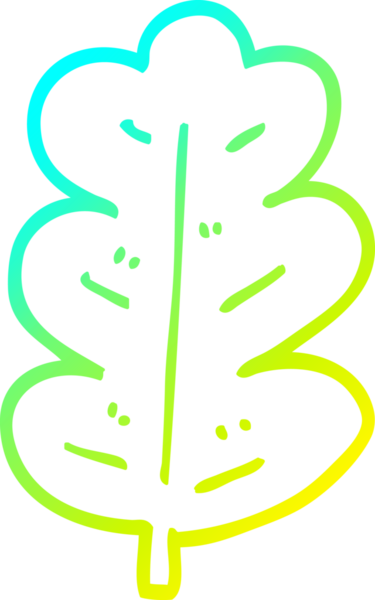 Bir insan tarafından çizilen meşe yaprağının soğuk gradyan çizgisi.