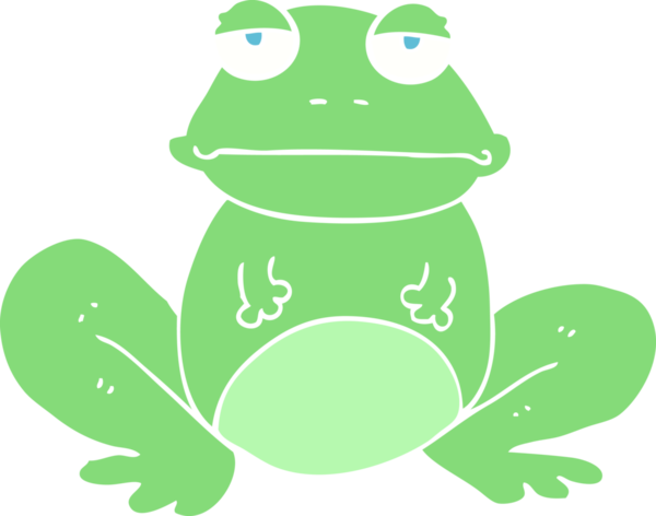 Bir insan tarafından çizilmiş kurbağanın düz renk çizimi