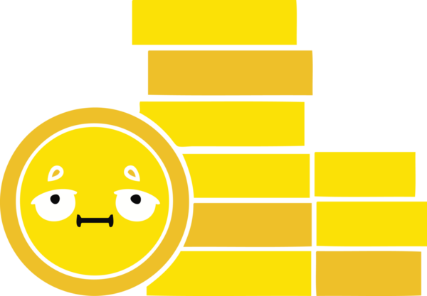 Bir insan tarafından çizilmiş paraların düz renkli retro karikatürü