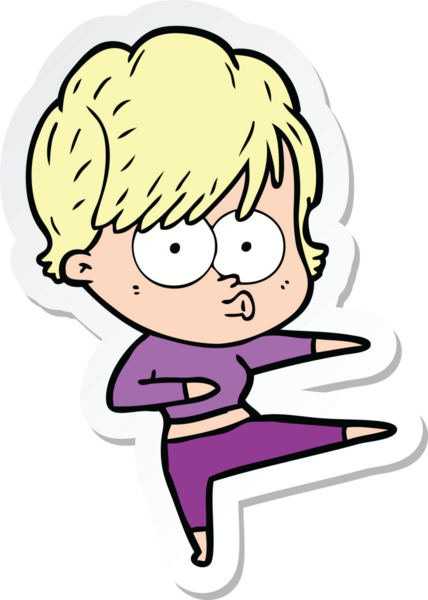 Bir insan tarafından çizilmiş bir karikatür kadının çıkartması.