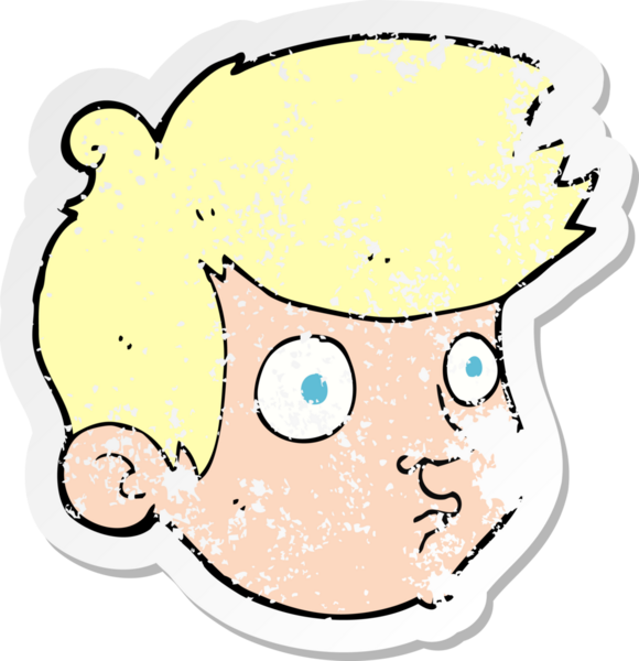 Bir insan tarafından çizilmiş, kederli bir çizgi film karakteri.