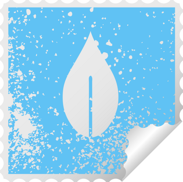 Bir insan tarafından çizilmiş bir sonbahar yaprağının kare soyma etiketi.