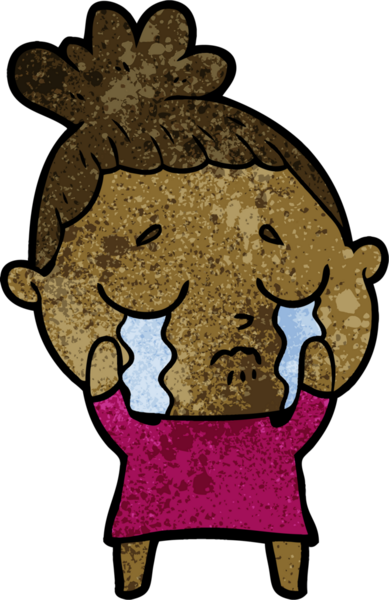 Bir insan tarafından çizilmiş ağlayan kadın çizgi filmi.