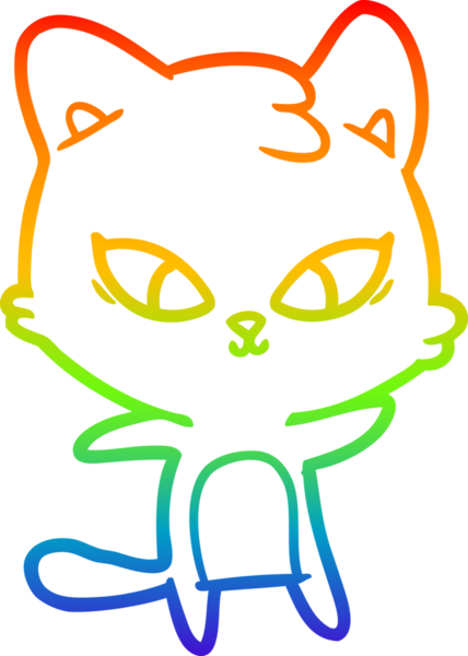 Gökkuşağı gradyan çizgisi bir insan tarafından çizilmiş şirin bir çizgi kedi çizimi