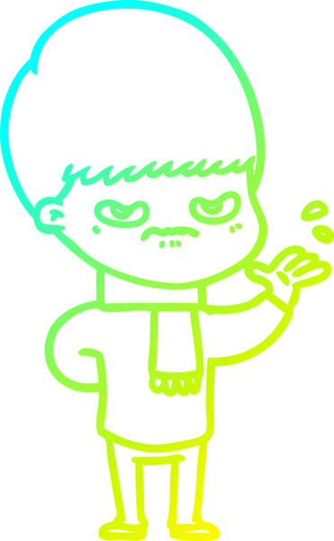 Bir insan tarafından çizilmiş soğuk gradyan çizgi film karakteri.