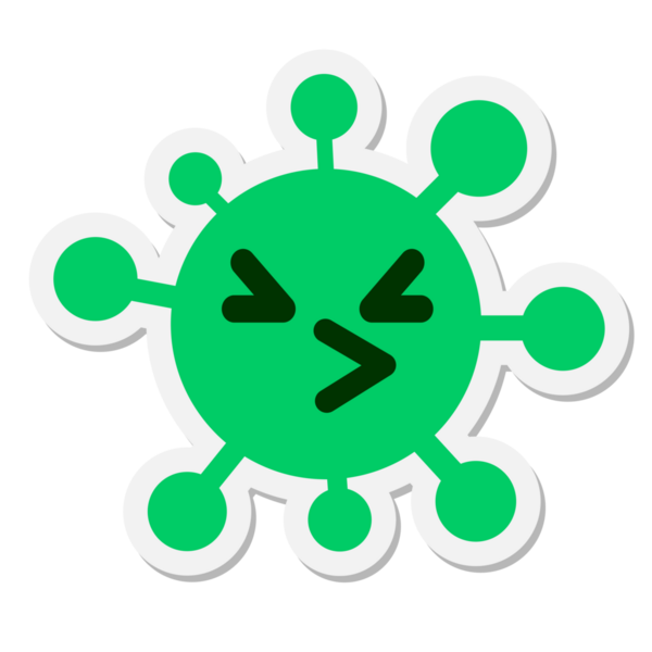 Bir insan tarafından çizilmiş sinirli kuş virüsü etiketi.