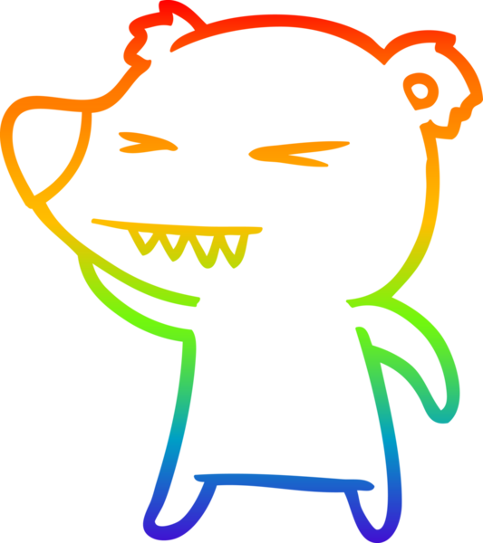 Kızgın bir kutup ayısının çizdiği gökkuşağı gradyan çizgi insan tarafından çizilmiş.