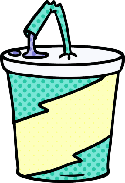 Bir insan tarafından çizilmiş el çizimi fast food içeceği karikatürü.