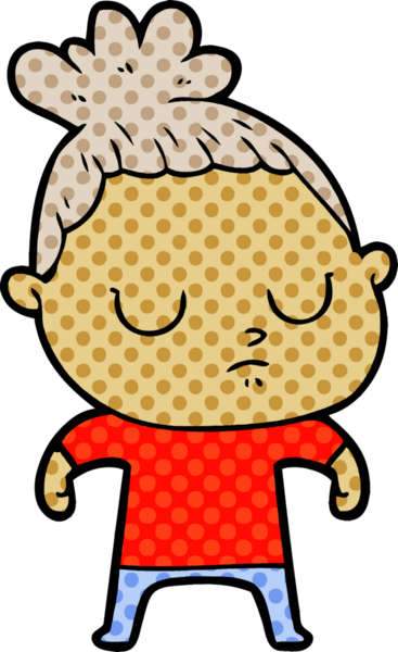 Bir insan tarafından çizilmiş sakin bir kadın çizgi filmi.