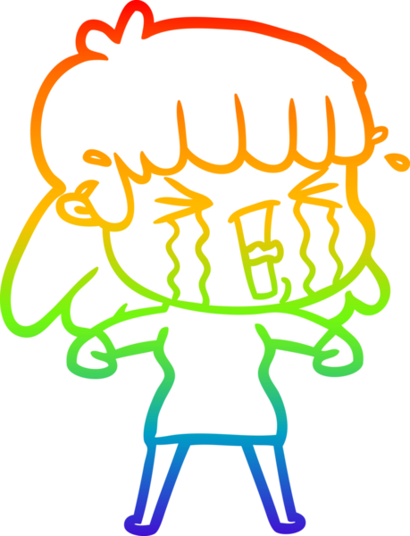 Gökkuşağı gradyan çizgi çizimi Bir insan tarafından çizilmiş gözyaşları içinde bir çizgi kadın