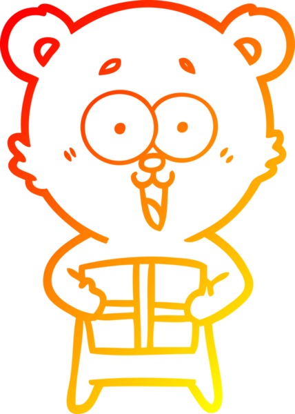 Bir insan tarafından çizilmiş, gülen oyuncak ayının sıcak çizgi çizimi.