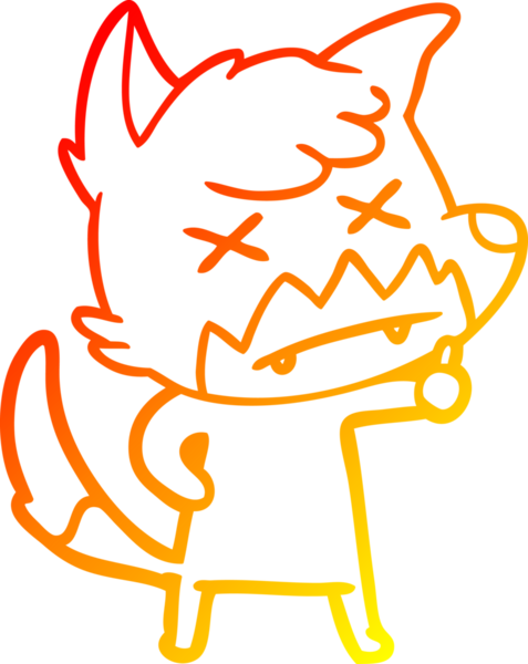 Bir insan tarafından çizilen ölü tilkinin sıcak çizgi çizimi