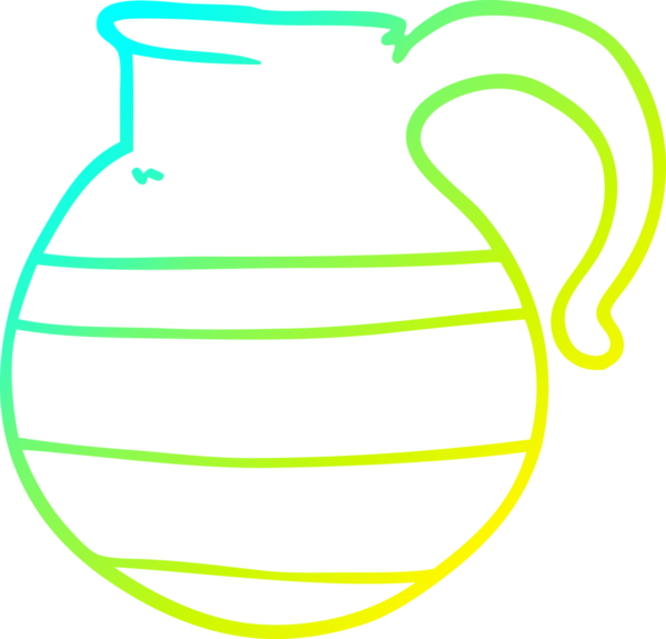 Bir insan tarafından çizilen karikatür sürahisinin soğuk gradyan çizimi