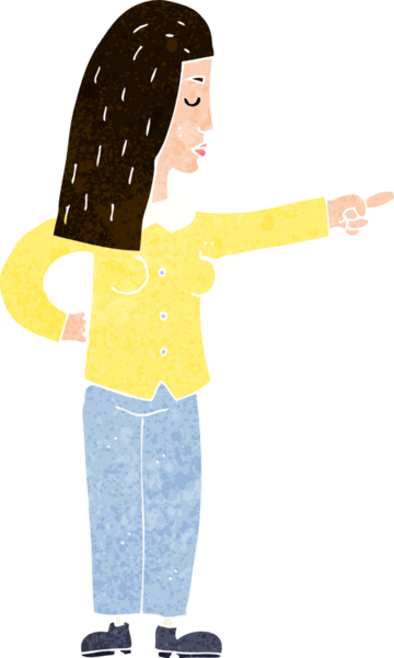 Bir insan tarafından çizilmiş çizgi film kadını.