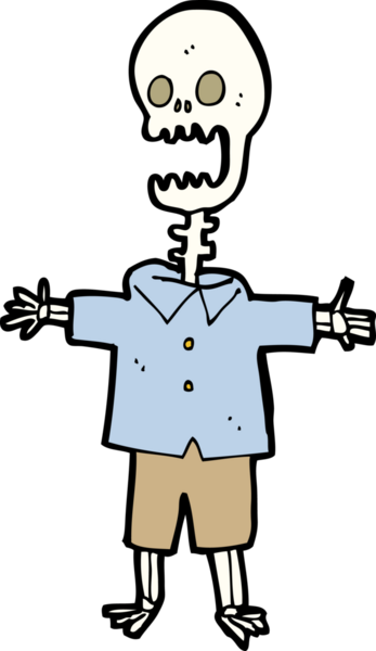 bir insan tarafından çizilmiş karikatür iskeleti