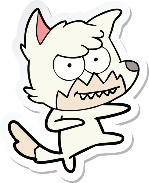 Bir insan tarafından çizilmiş sırıtan tilki çizgi filminin çıkartması