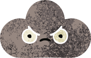 Bir insan tarafından çizilmiş bir fırtına bulutunun retro çizim tarzı karikatürü