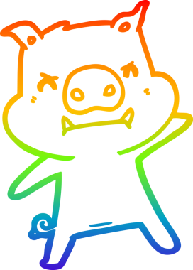 Bir insan tarafından çizilmiş kızgın çizgi film domuzu çizimi.