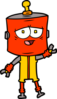 Bir insan tarafından çizilmiş çizgi film robotu