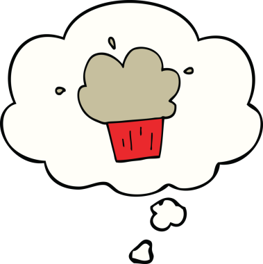 Bir insan tarafından çizilmiş düşünce baloncuklu çizgi film keki.