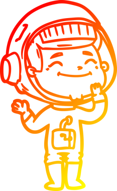 Bir insan tarafından çizilmiş mutlu bir astronotun sıcak çizgi çizimi