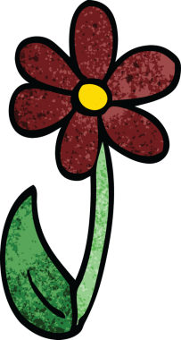 Bir insan tarafından çizilmiş tek bir çiçek.