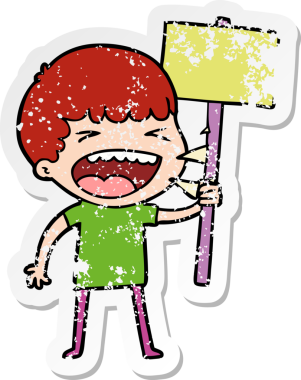 Bir insan tarafından çizilmiş gülen bir karikatür çıkartması.