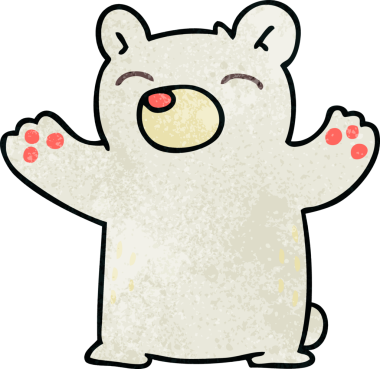 Bir insan tarafından çizilmiş garip karikatür kutup ayısı.