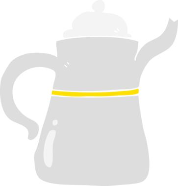 Bir insan tarafından çizilmiş kahve demliğinin düz renk çizimi