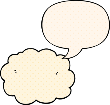 Bir insan tarafından çizilmiş çizgi roman tarzında konuşma baloncuğu olan karikatür bulutu